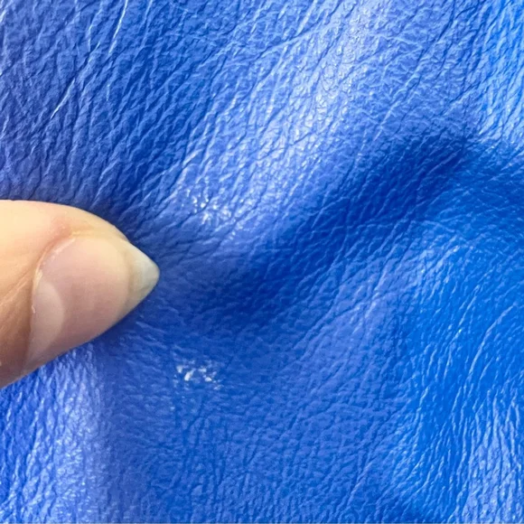 Vintage 80s genuine leather blue padded shoulder batwing bomber pant suit set 14 - Picture 17 of 17